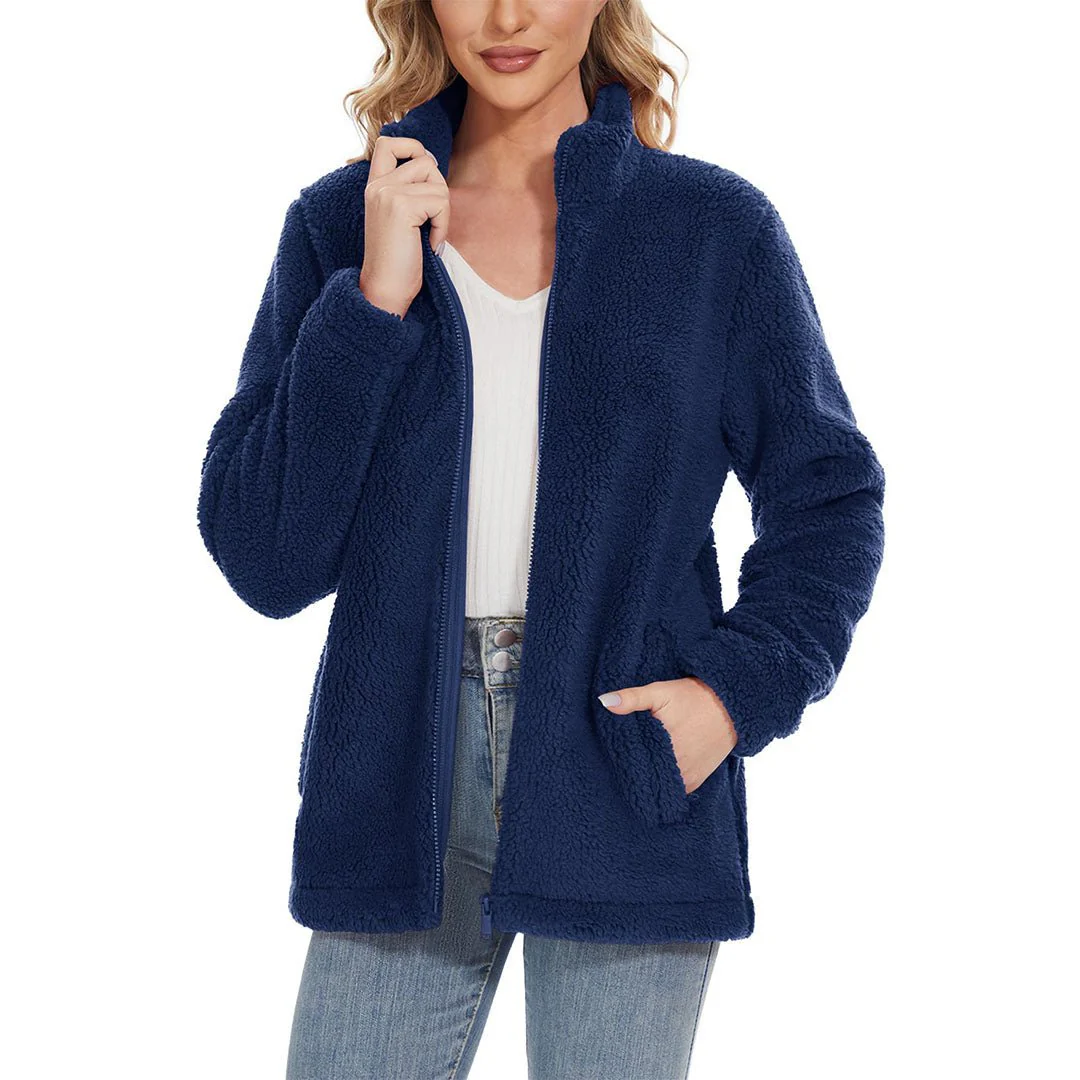 Women's Sherpa Fleece Full Zip Fuzzy Jackets