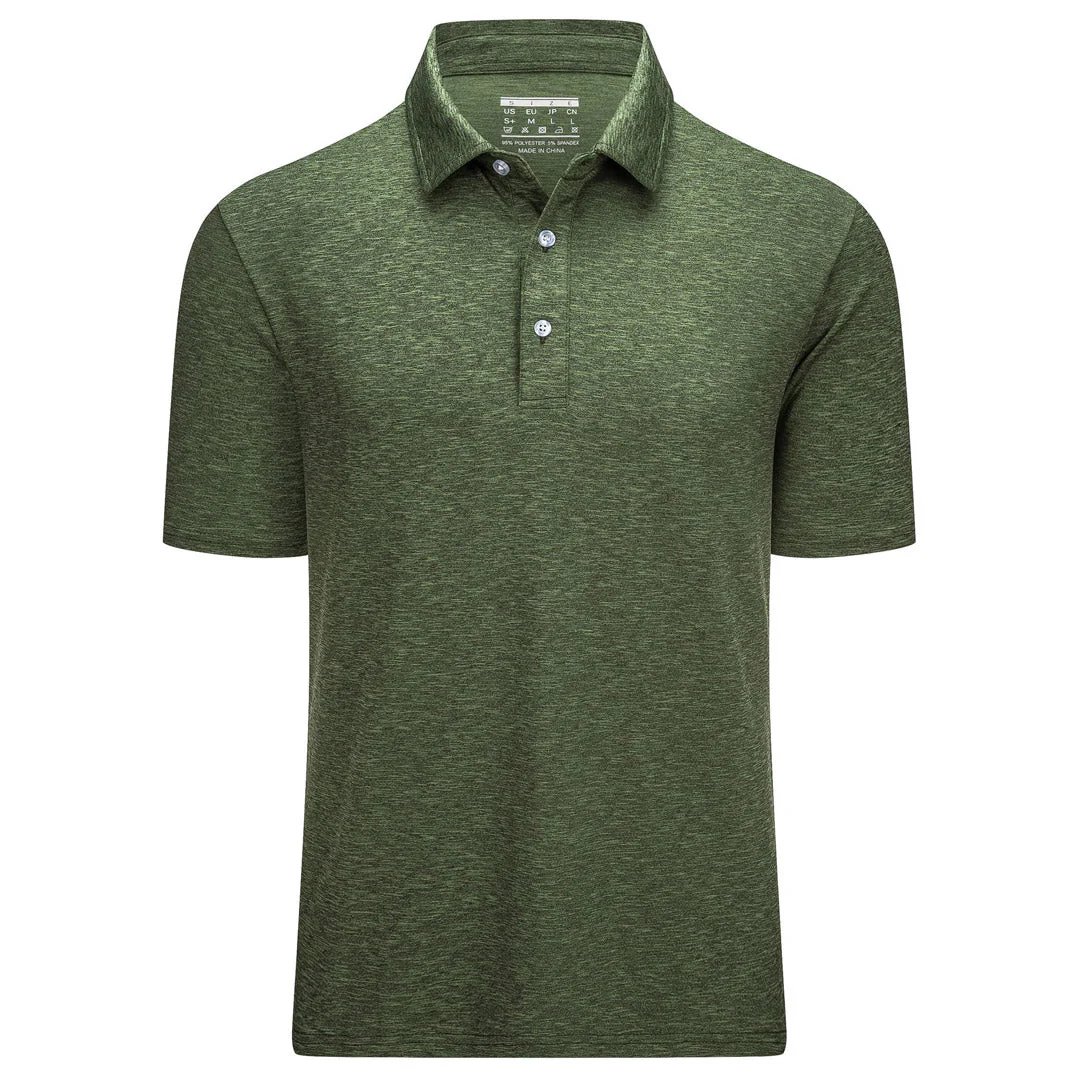 Men's Golf 3 Buttons Spread Collar Solid Quick Dry Polo Shirt