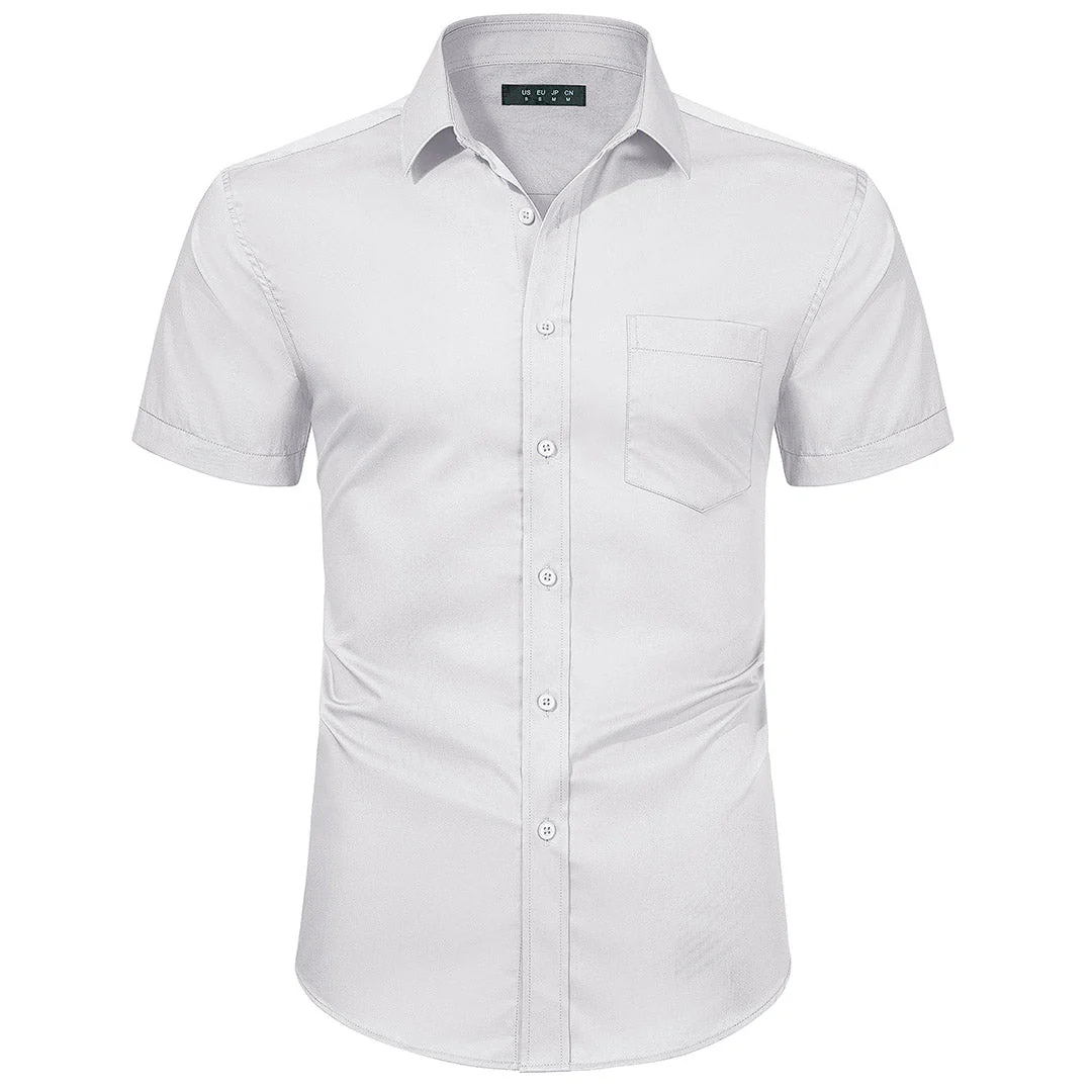 Men's Summer Casual Regular Fit Button Down Short Sleeve T-shirt