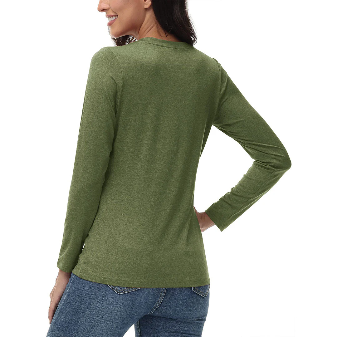 Women's V-Neck Sun Shirts UPF 50+ Long Sleeve T-Shirts
