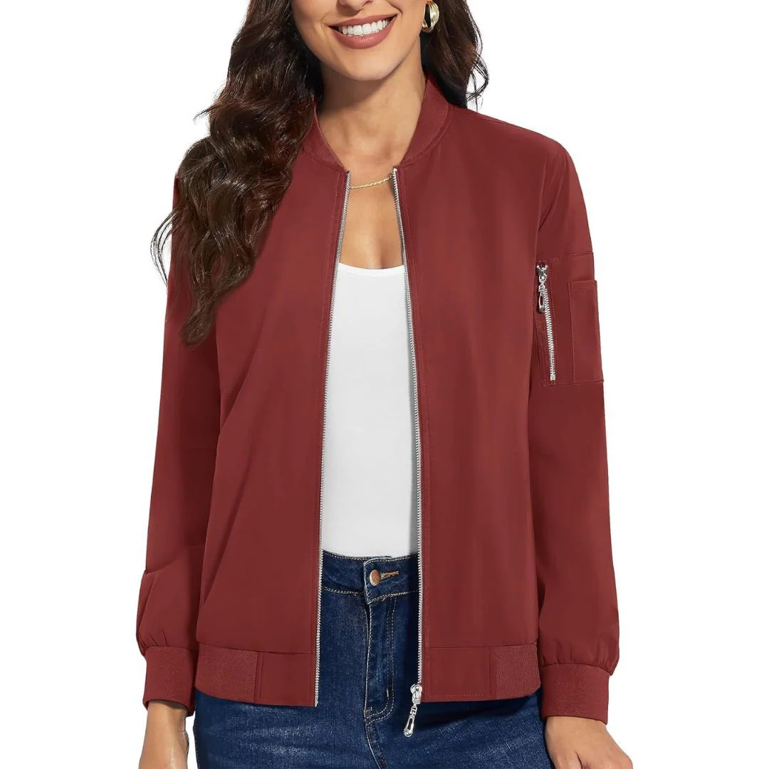 Women's Lightweight Casual Windbreaker Bomber Jackets
