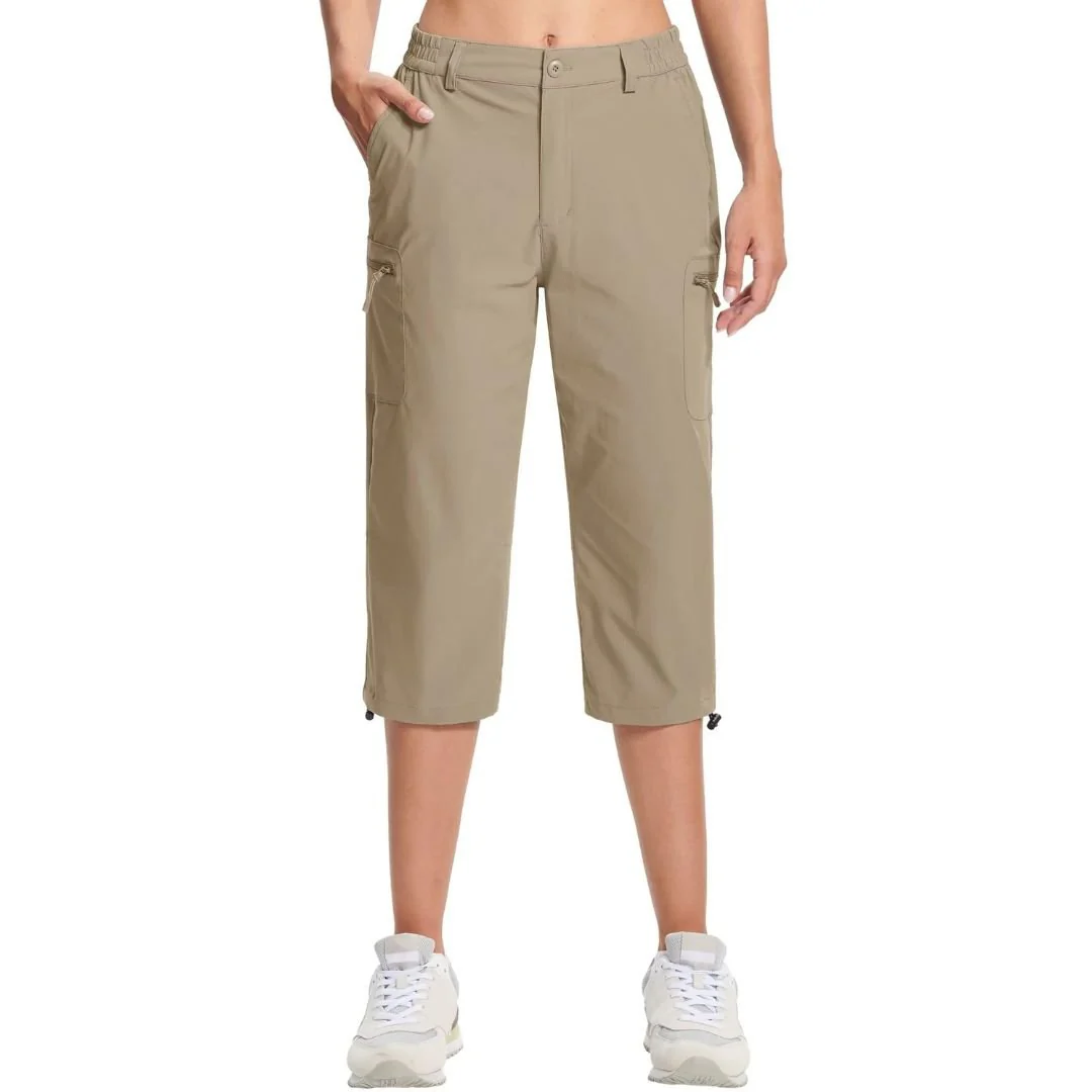 Women's Hiking Pants Cargo Capris Lightweight Stretch Water Resistant Joggers