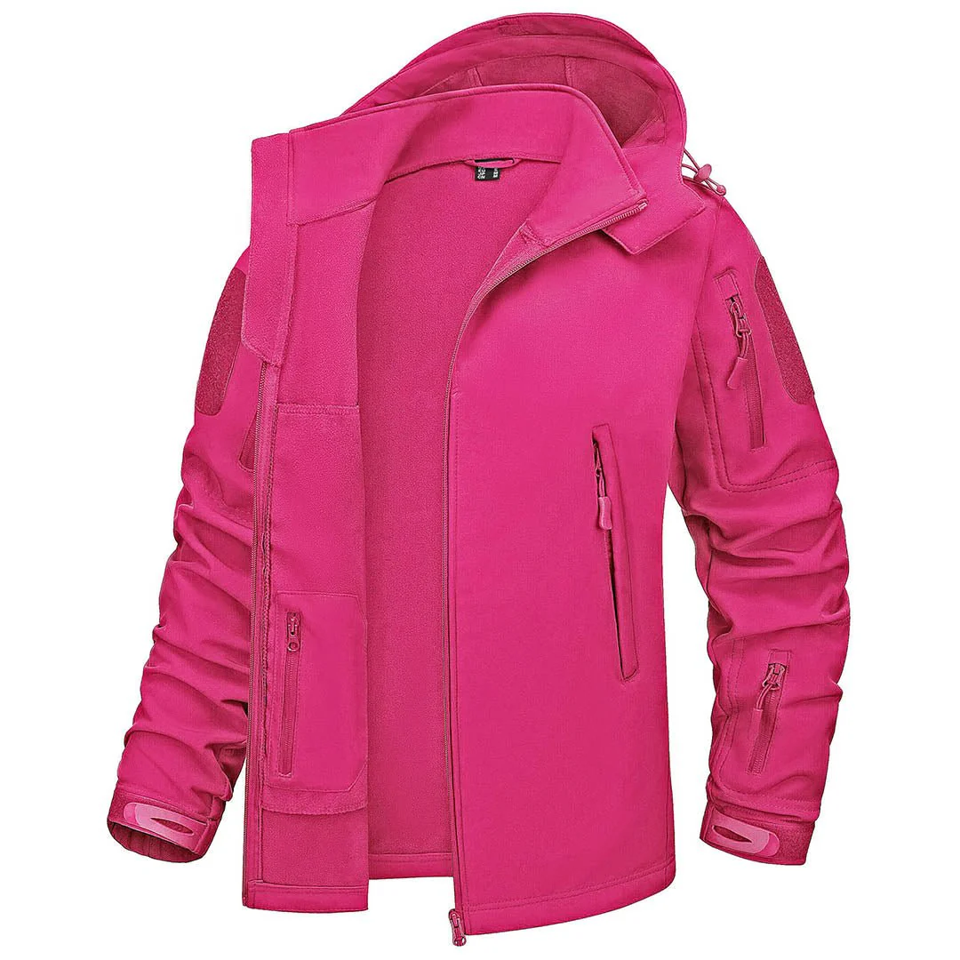 Women's Waterproof Softshell Jacket Hooded Fleece Windbreaker Coat