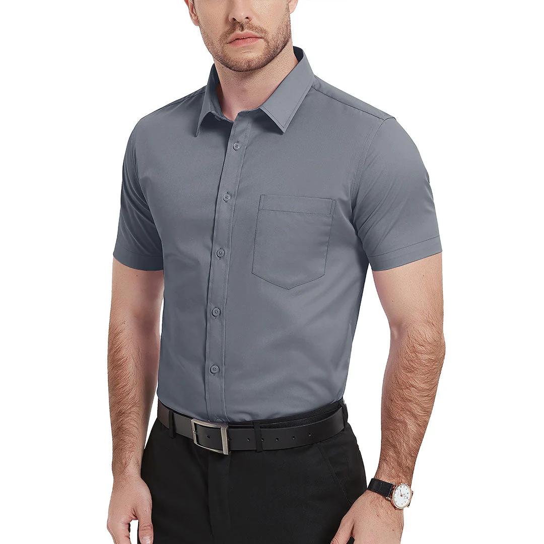 Men's Summer Casual Regular Fit Button Down Short Sleeve T-shirt