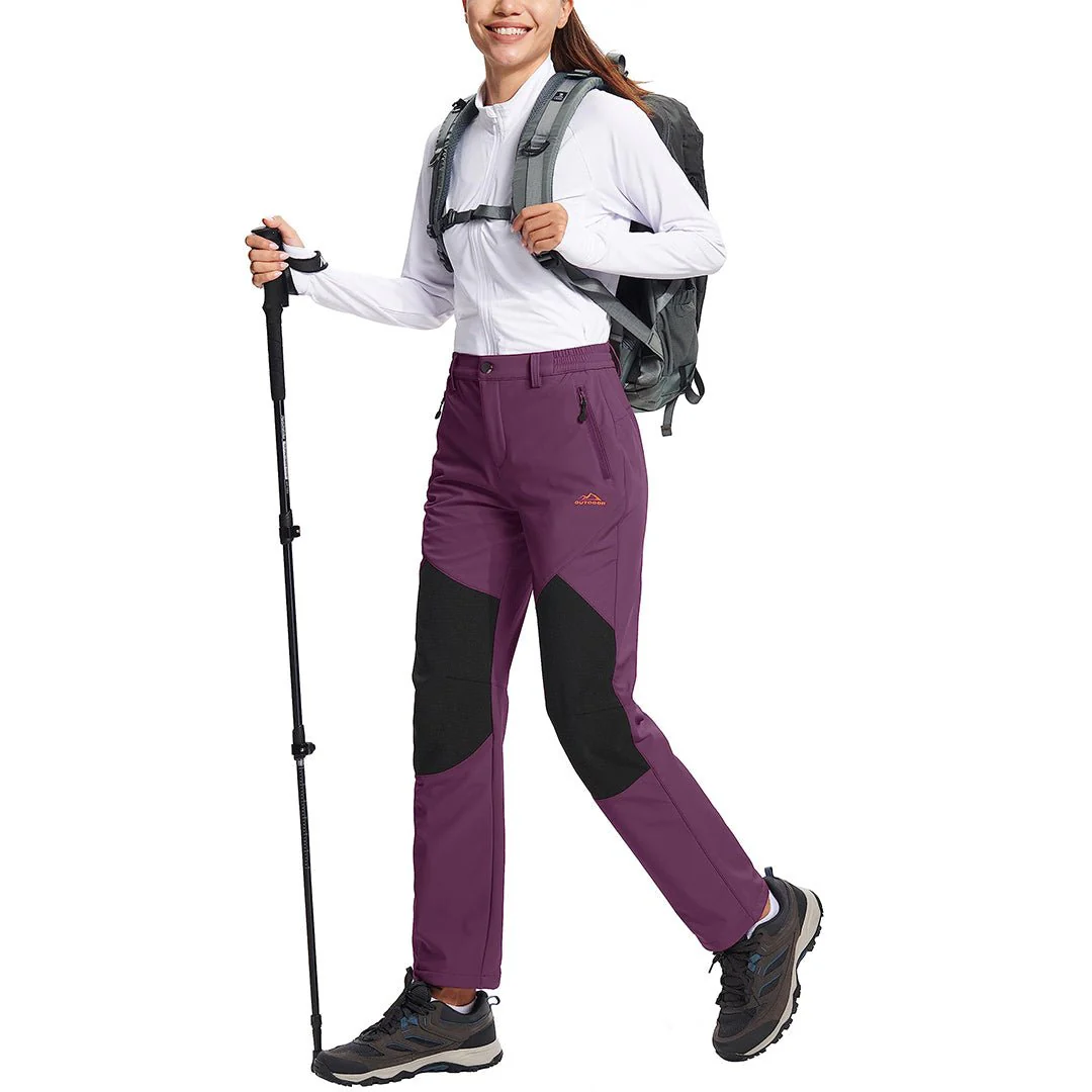 Women's Outdoor Windproof Fleece Lined Hiking Softshell Pants