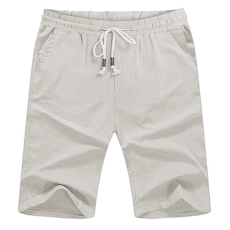 Men's Casual Lightweight Elastic Waist Cotton Linen Shorts