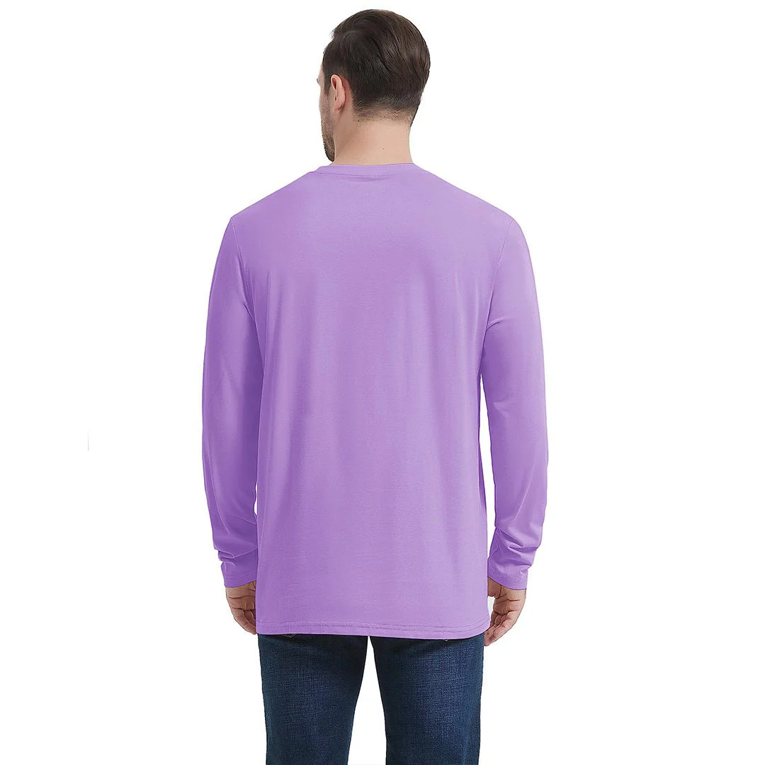 Men's Cotton Solid Color Classic Casual Long Sleeve T-shirt