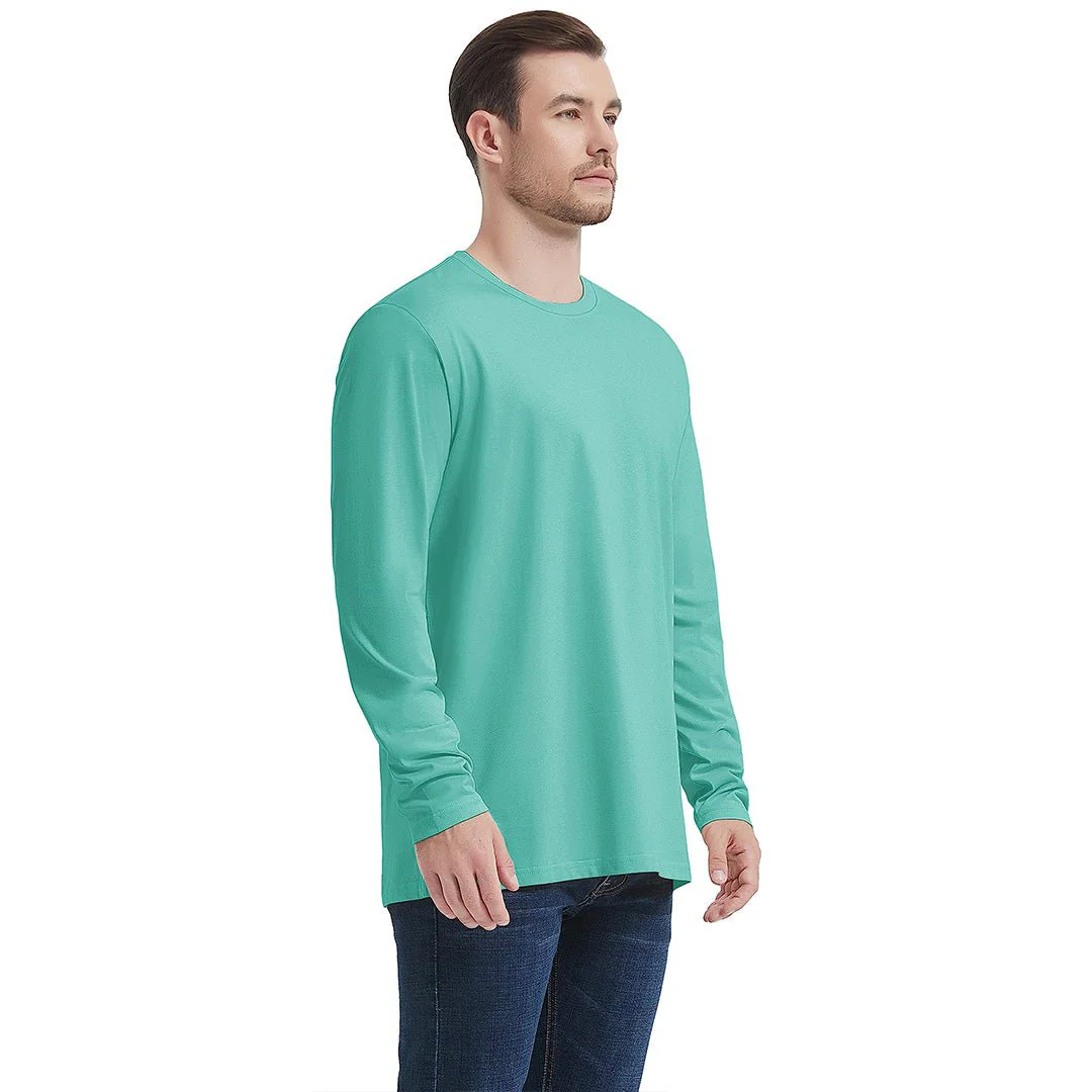 Men's Cotton Solid Color Classic Casual Long Sleeve T-shirt