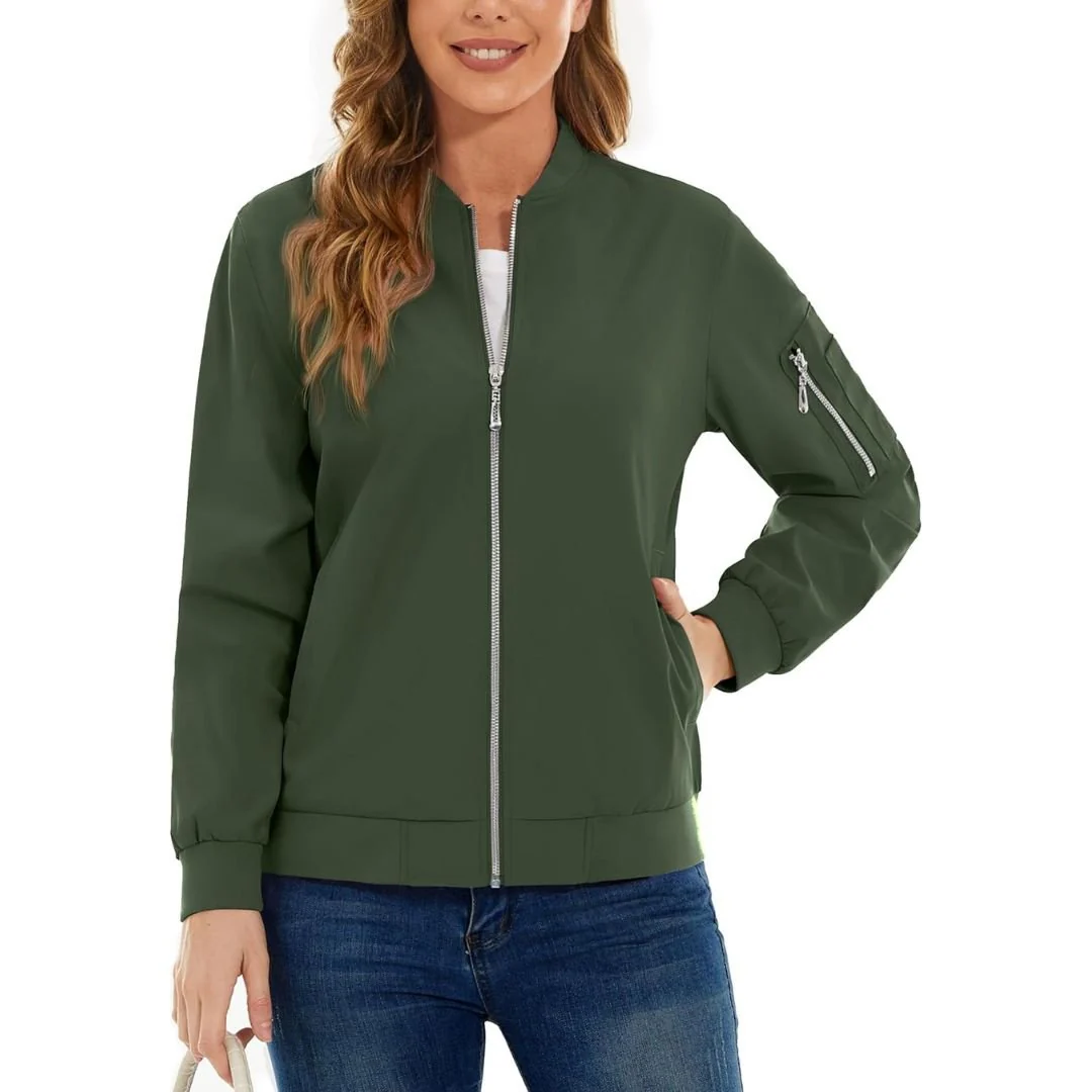 Women's Lightweight Casual Windbreaker Bomber Jackets