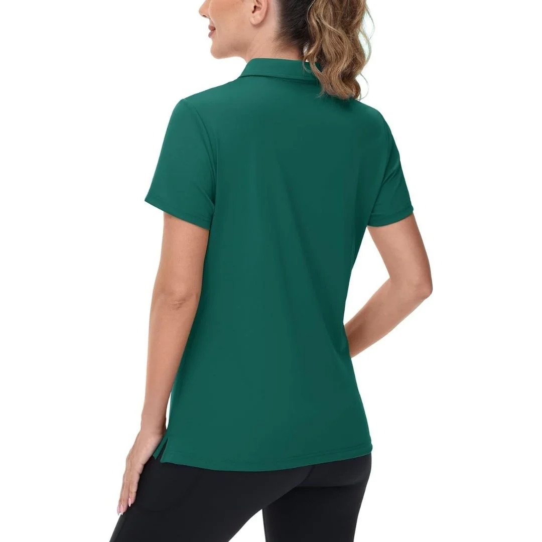 Womens V Neck Quick Dry UPF 50+ Golf Polo Shirt