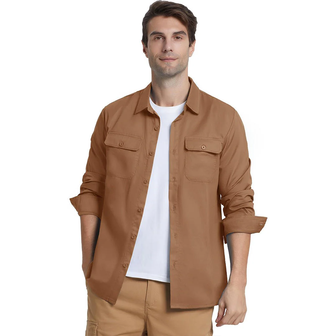 Men's Cotton Casual Button-Up Long Sleeve Shirts