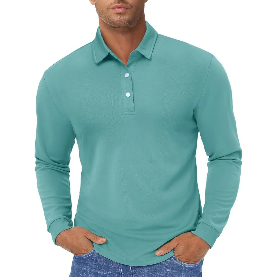 Men's Quick Dry Golf Polo Long Sleeve Shirt
