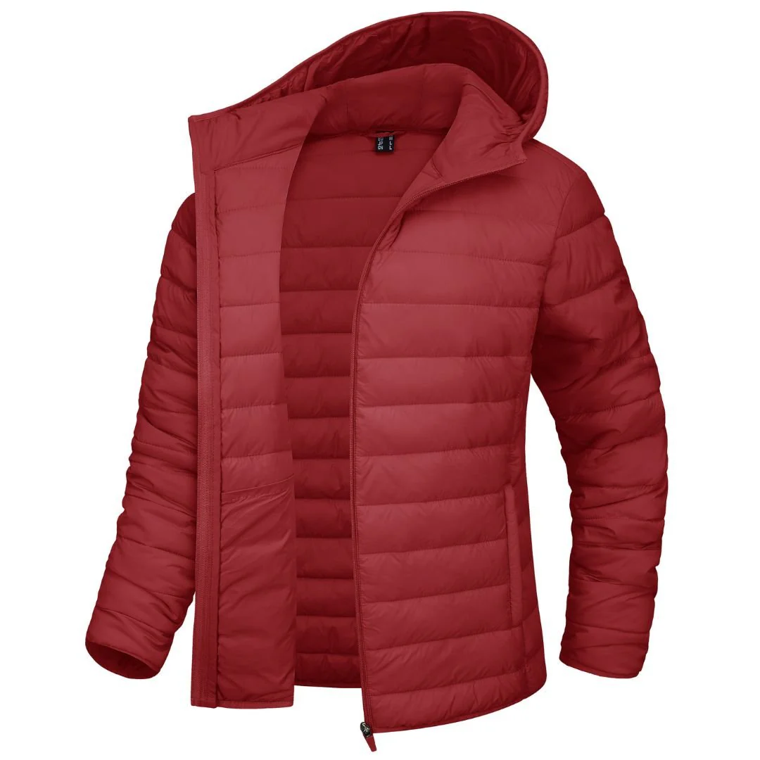 Women's Lightweight Puffer Full-zip Water-Resistant Winter Coat with Hood