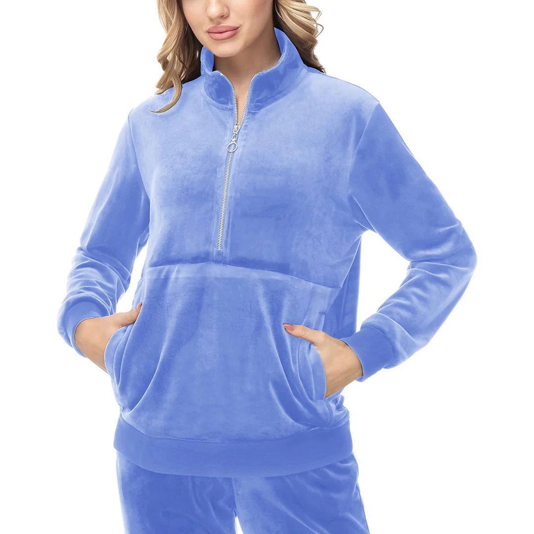 Women's Half Zip Velour Pullovers