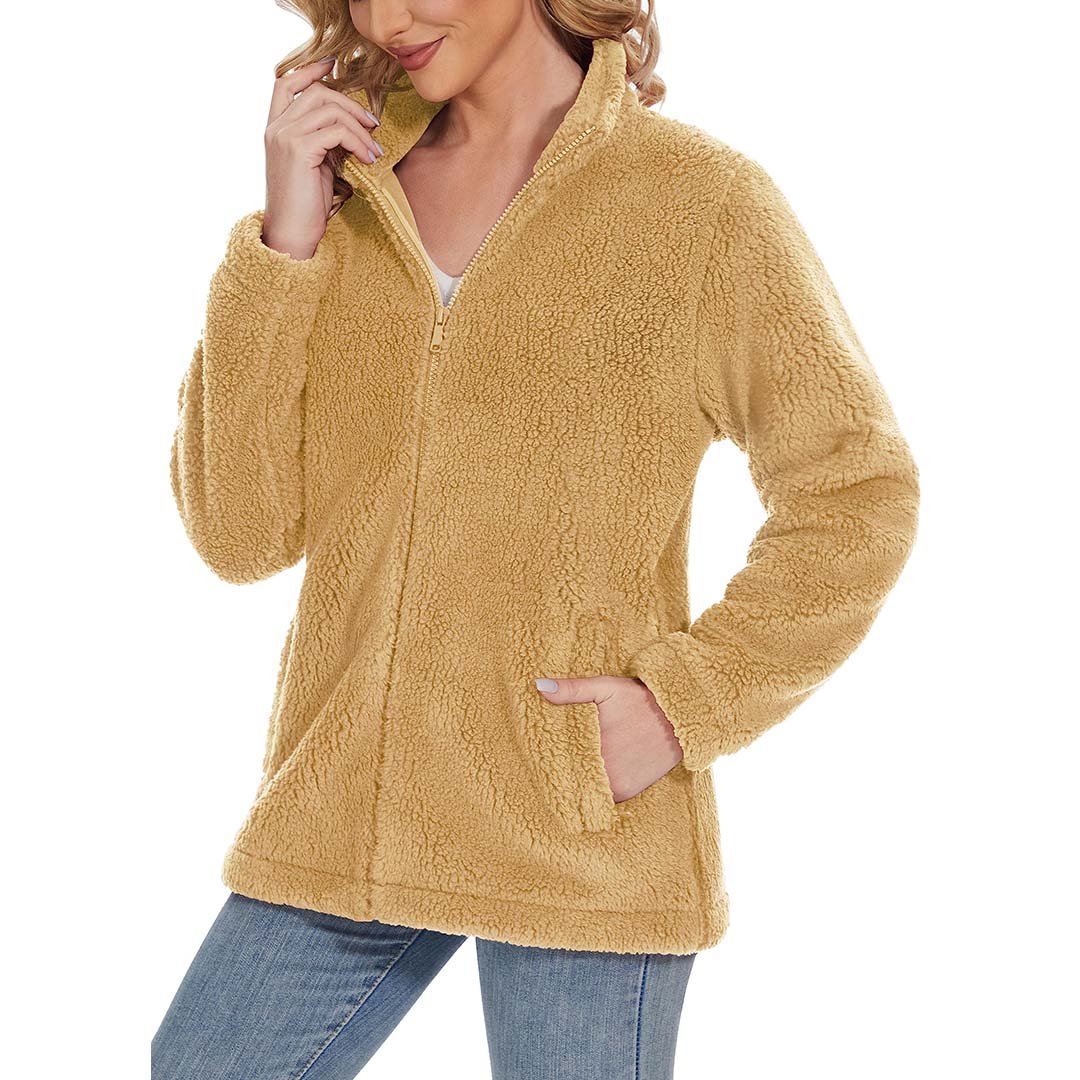 Women's Sherpa Fleece Full Zip Fuzzy Jackets
