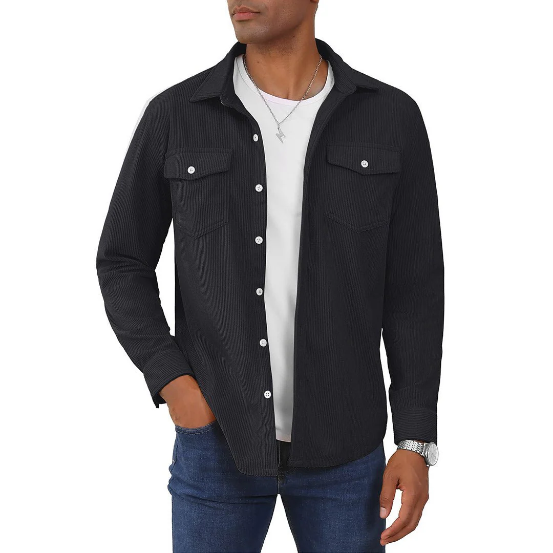 Men's Casual Shacket Lightweight Corduroy Shirt Jacket