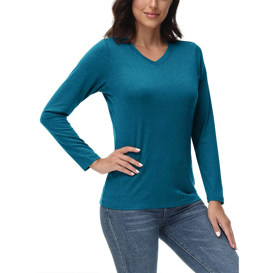 Women's V-Neck Sun Shirts UPF 50+ Long Sleeve T-Shirts