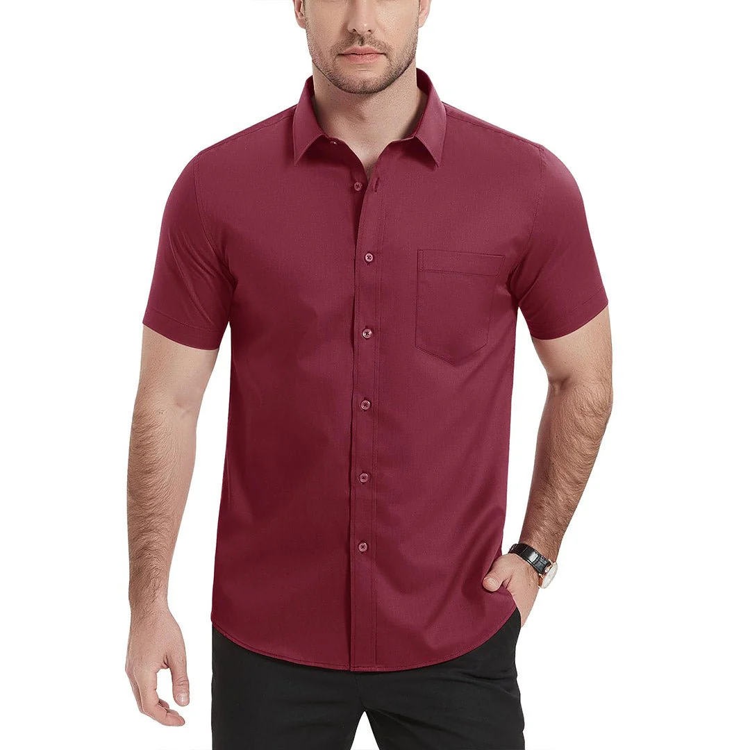 Men's Summer Casual Regular Fit Button Down Short Sleeve T-shirt