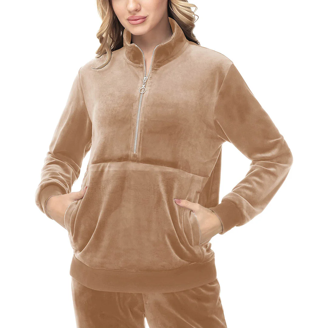 Women's Half Zip Velour Pullovers