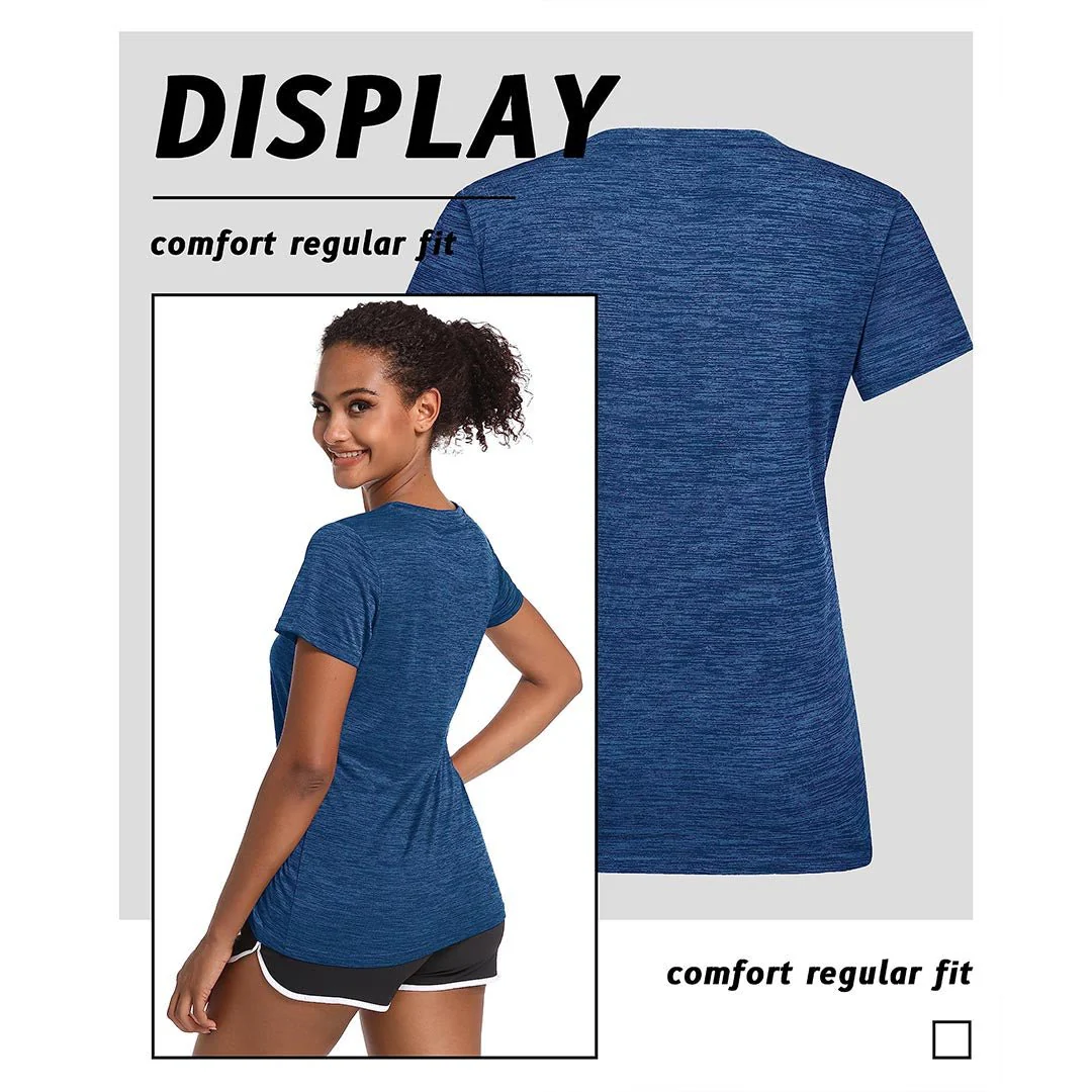 Women's Quick Dry Athletic V-Neck Yoga Gym T-shirts