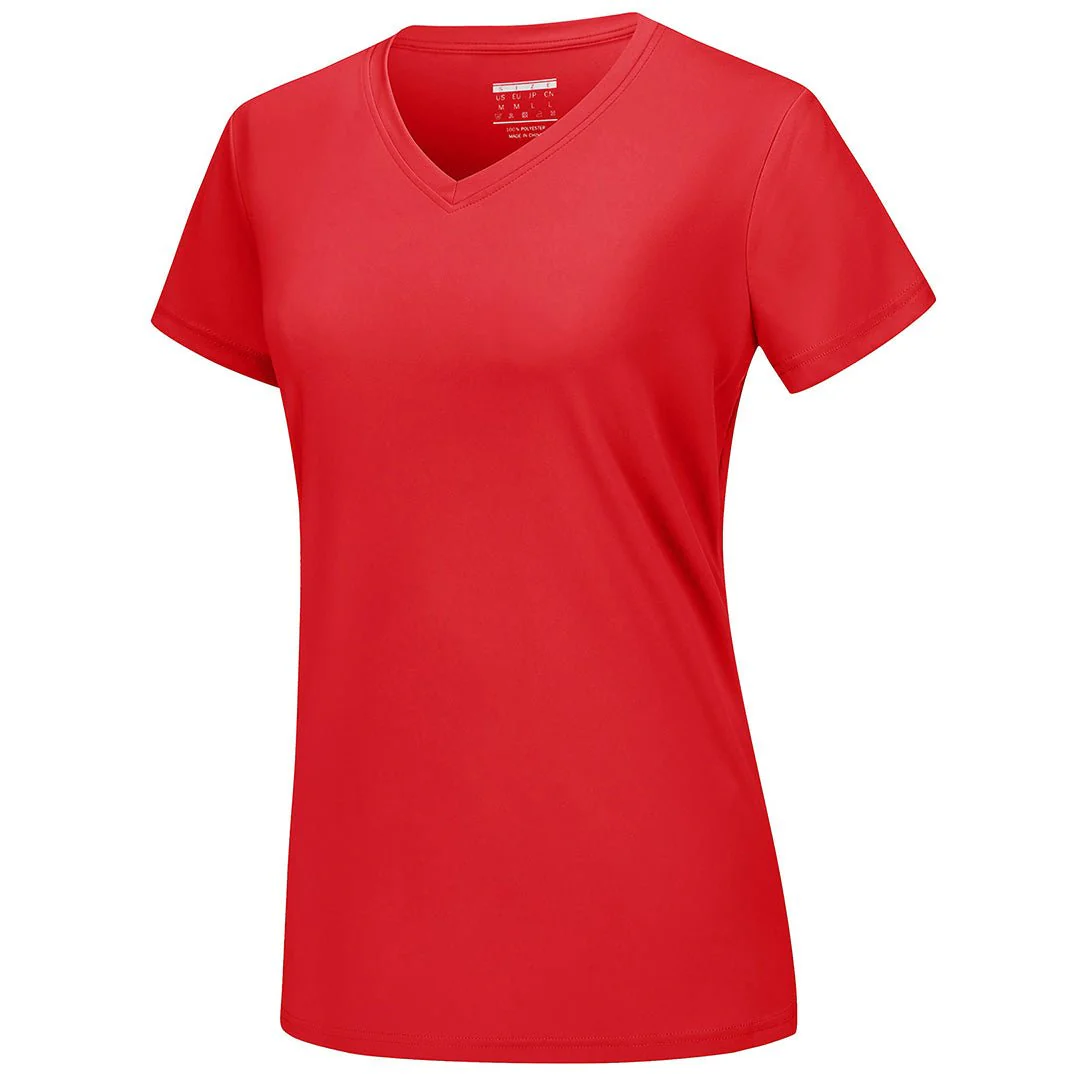 Women's UPF 50+ Sun Protection V-Neck Quick Dry Short Sleeve T-shirts