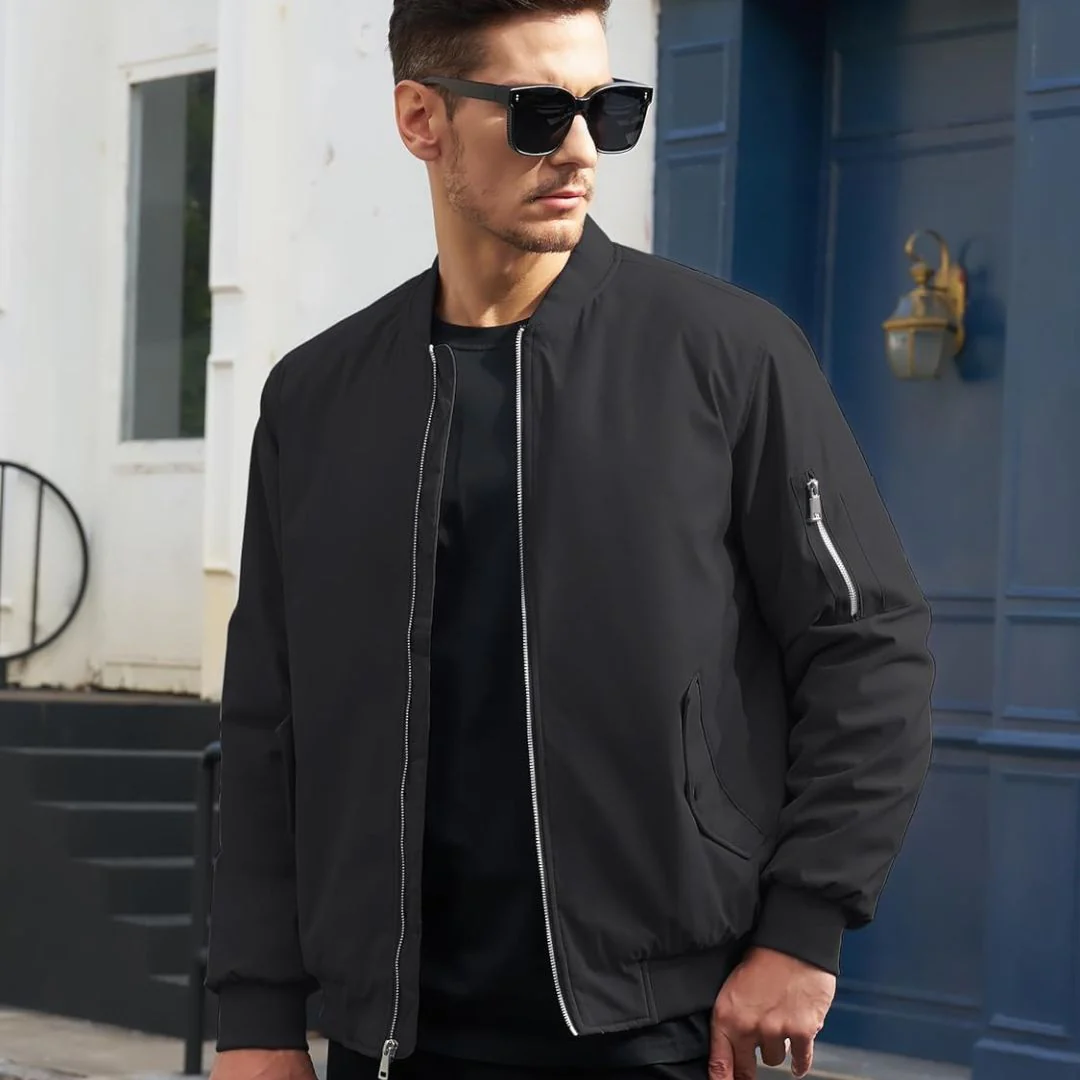 Men's Bomber Jacket Windbreaker Thermal Warm Winter Padded Coats