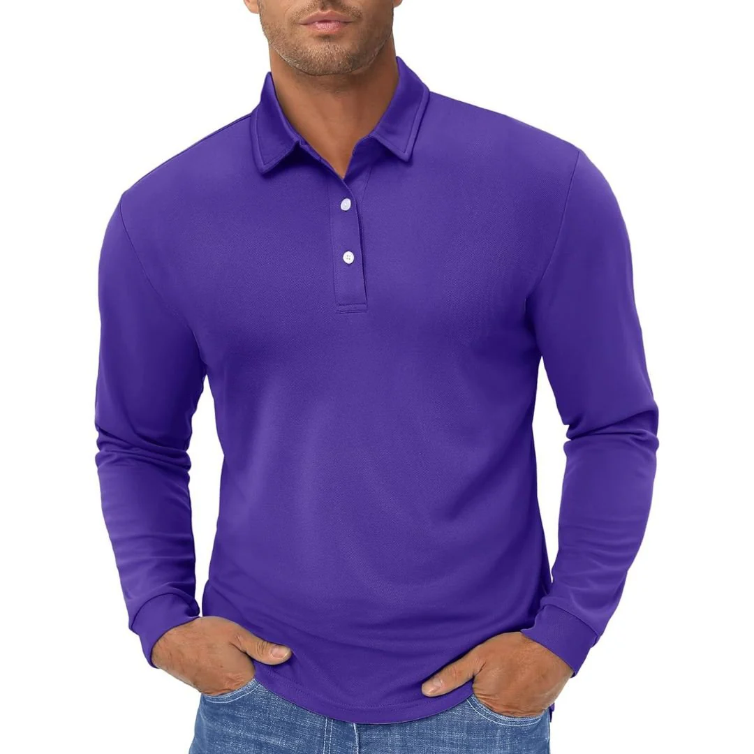Men's Quick Dry Golf Polo Long Sleeve Shirt