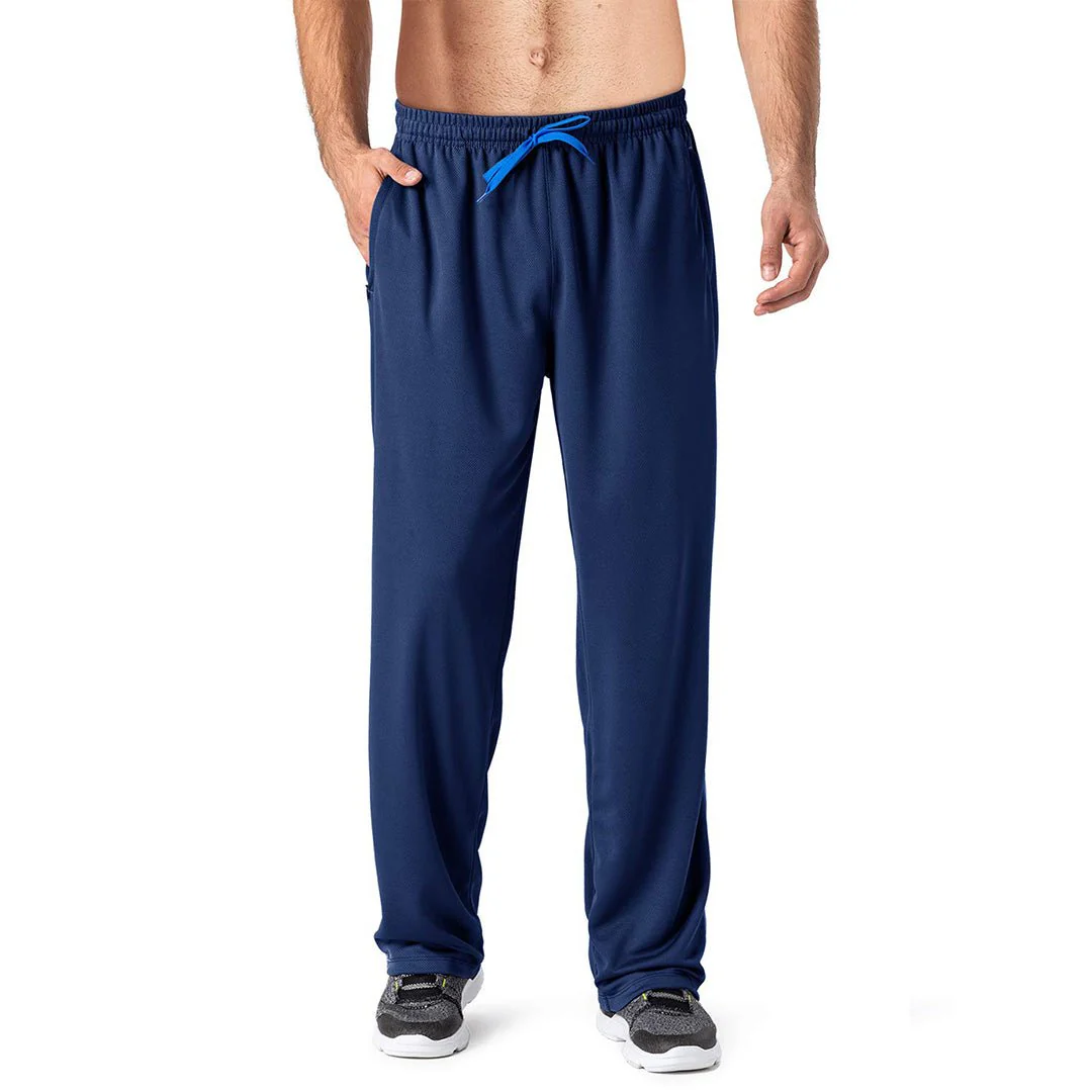 Men's Casual Open Bottom Mesh Sweatpants with Pockets