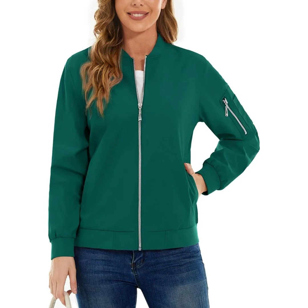 Women's Lightweight Casual Windbreaker Bomber Jackets