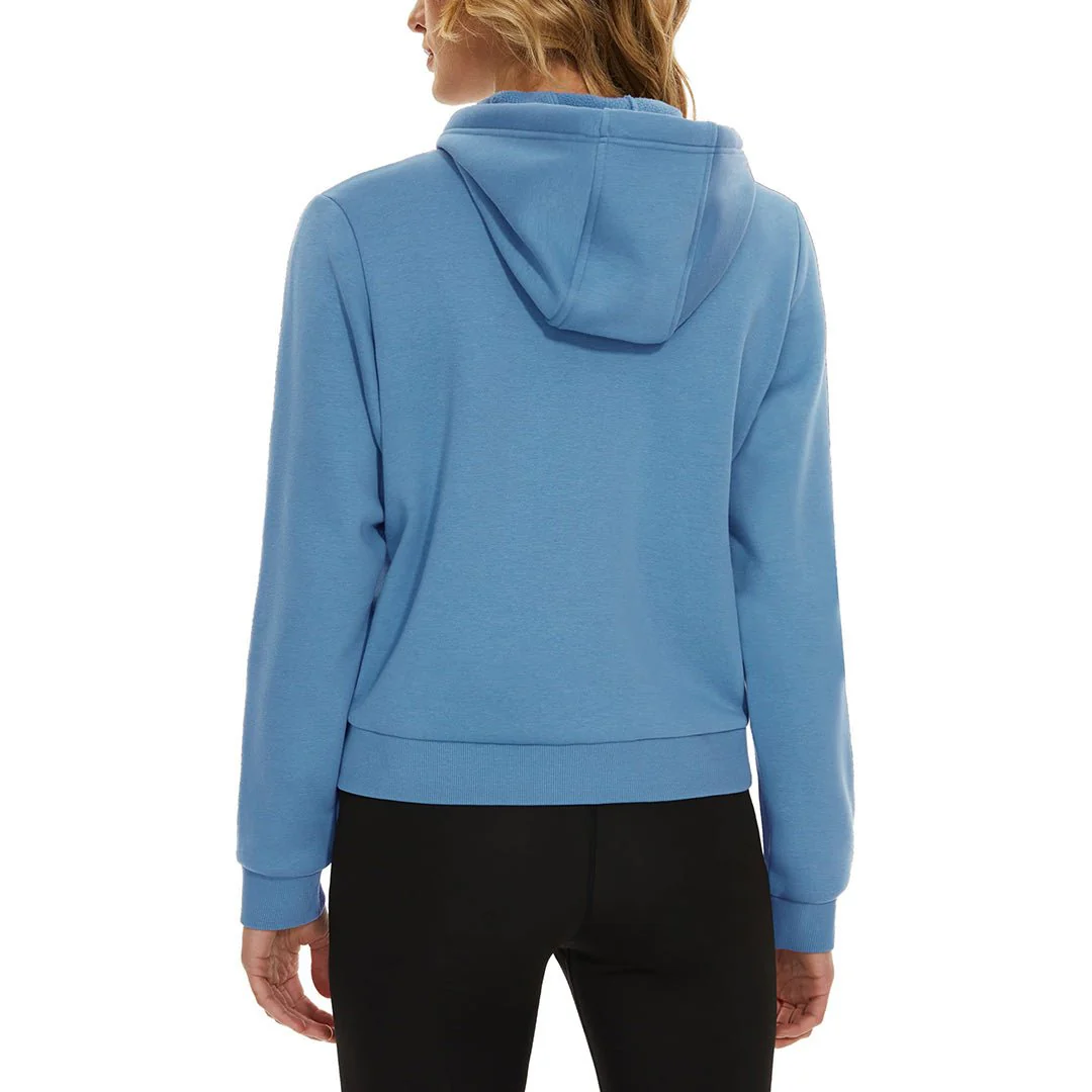 Women's Fleece Lined Full Zip Crop Tops Hoodies
