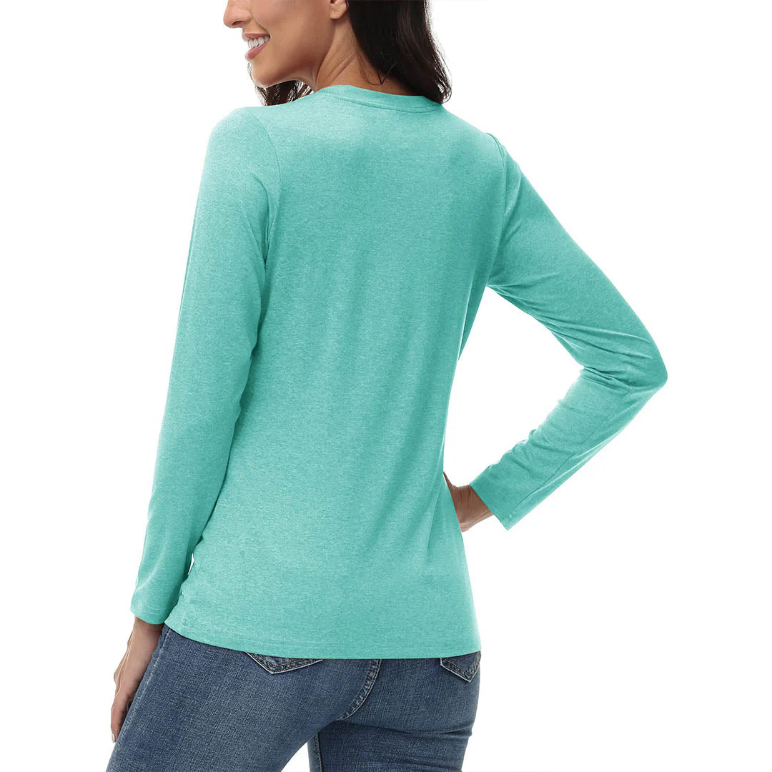 Women's V-Neck Sun Shirts UPF 50+ Long Sleeve T-Shirts