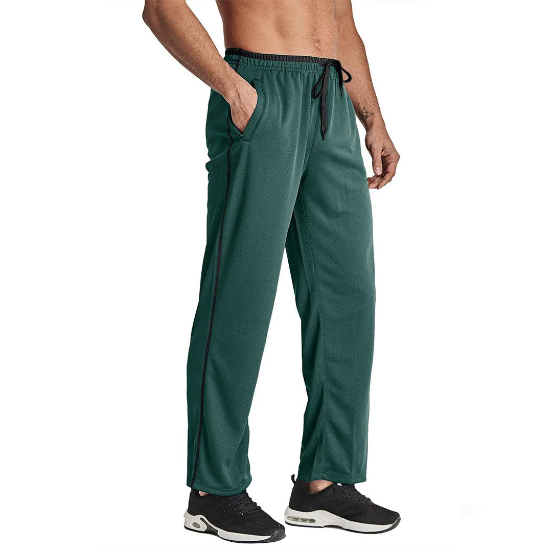 Men's Casual Open Bottom Mesh Sweatpants with Pockets