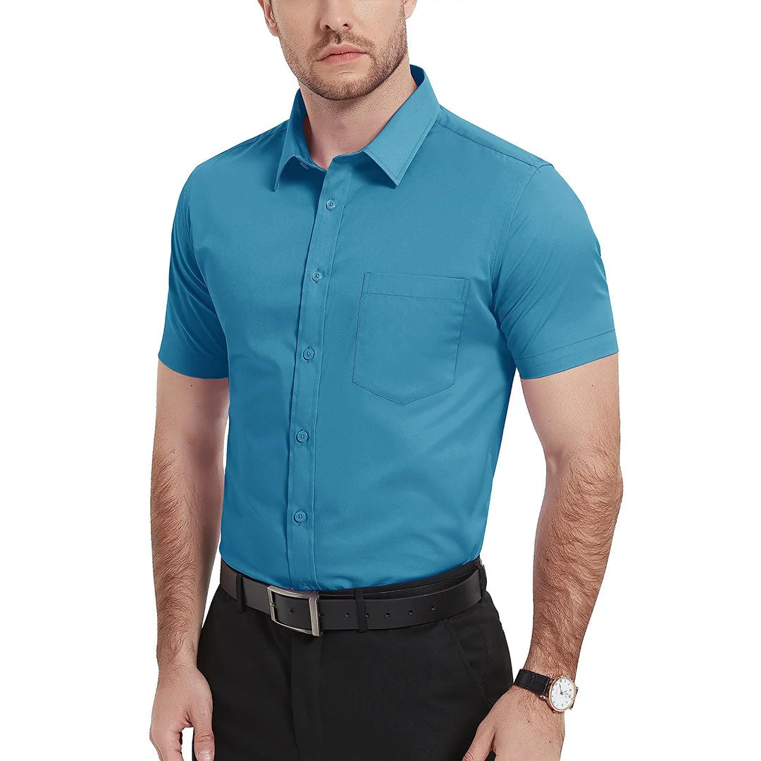 Men's Summer Casual Regular Fit Button Down Short Sleeve T-shirt