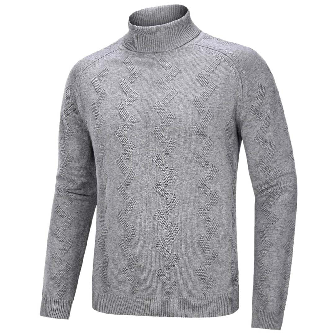 Men's Cotton Sweaters Long Sleeves Pullover Knitted Turtleneck
