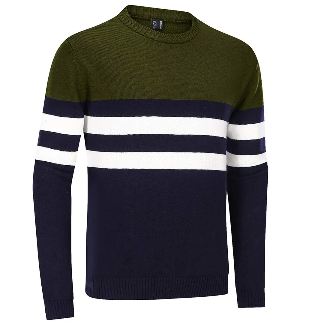 Men's Sweater Crewneck Classic Pullover Striped