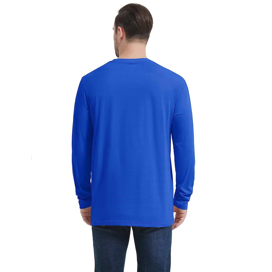 Men's Cotton Solid Color Classic Casual Long Sleeve T-shirt