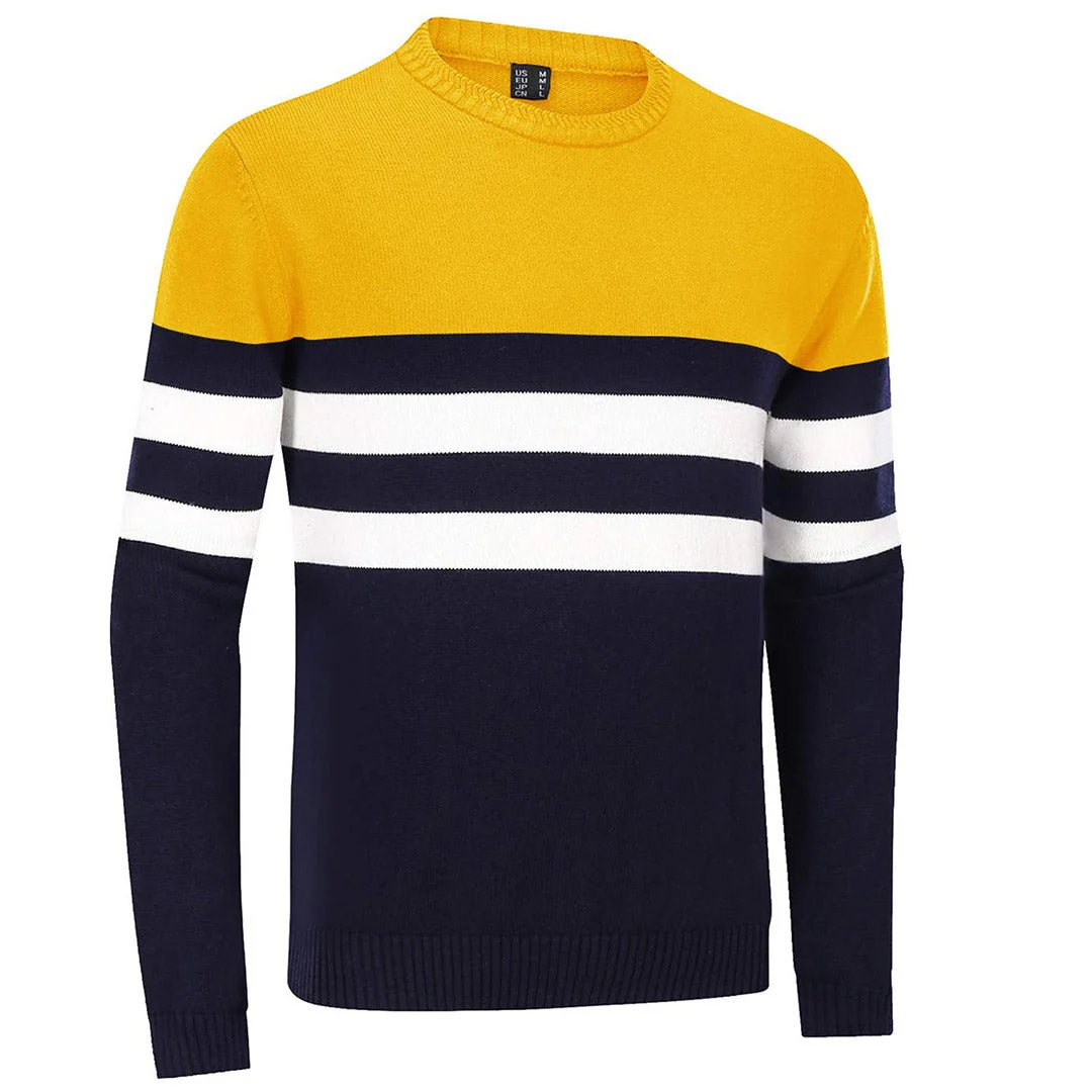 Men's Sweater Crewneck Classic Pullover Striped