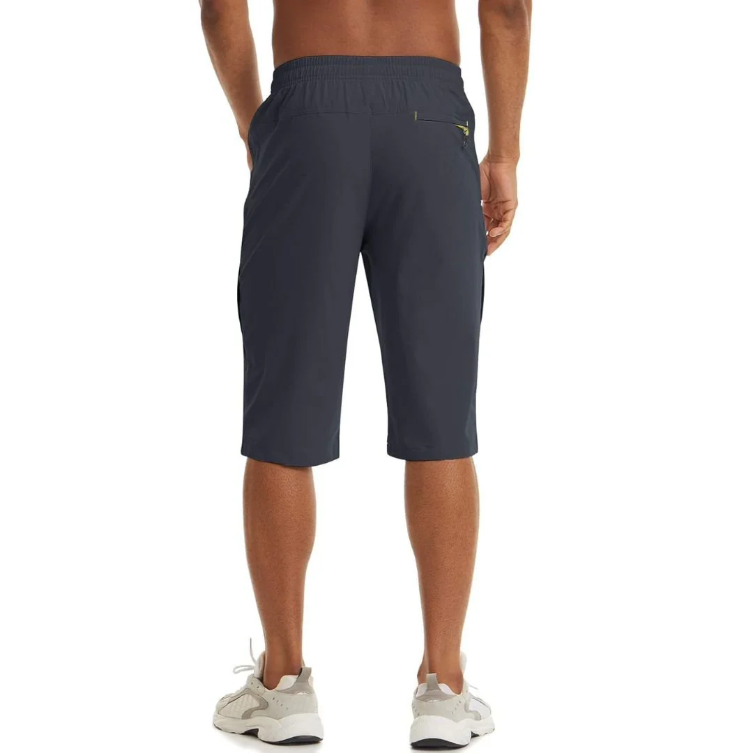 Men's Quick Dry 3/4 Capri Zipper Pockets Long Shorts