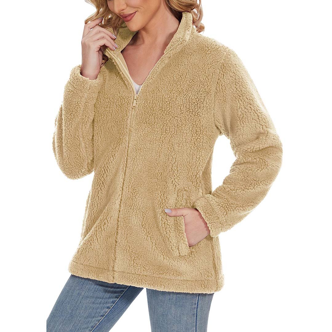 Women's Sherpa Fleece Full Zip Fuzzy Jackets