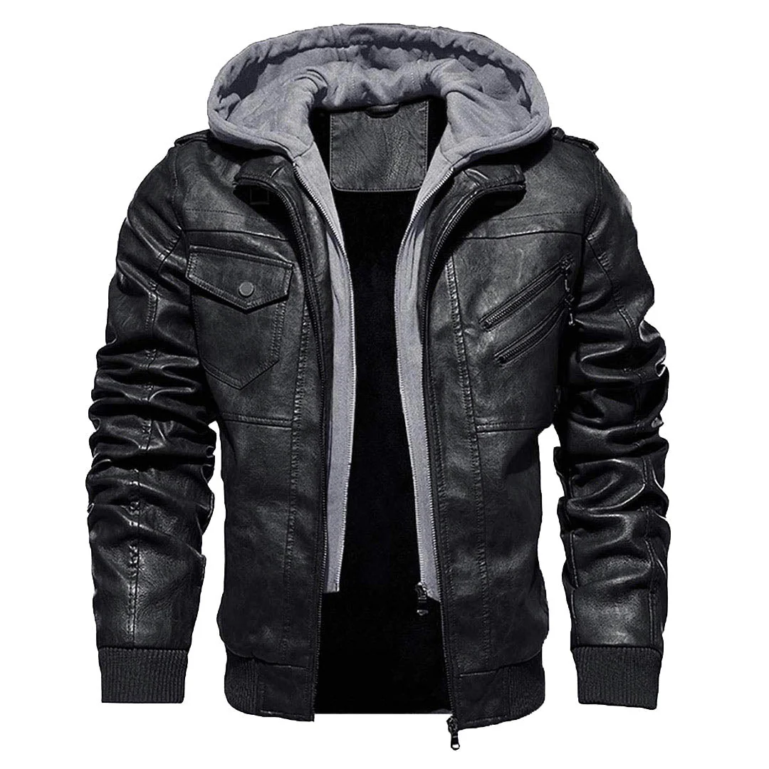 Men's Faux-Leather Jacket Motorcycle Biker Jackets
