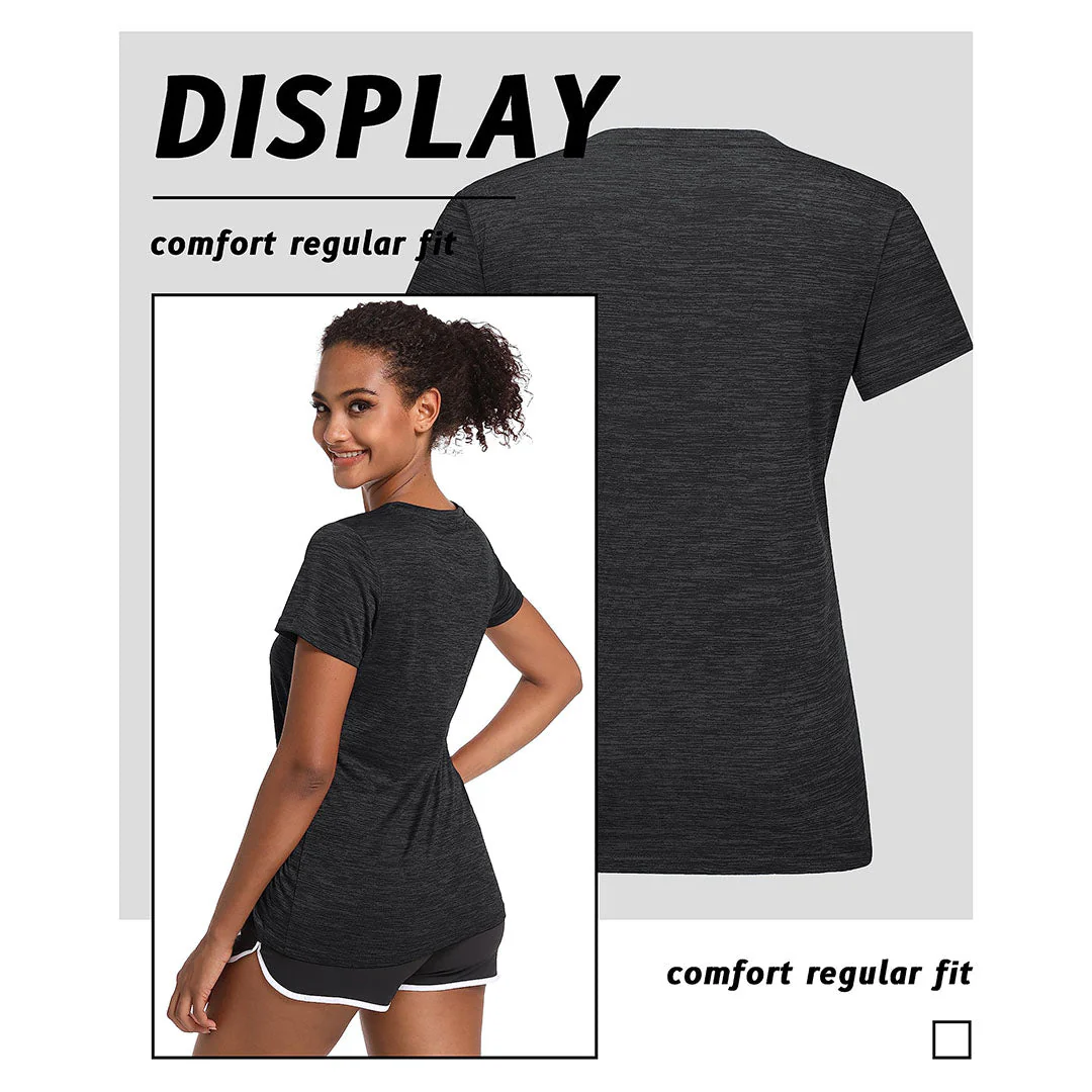 Women's Quick Dry Athletic V-Neck Yoga Gym T-shirts