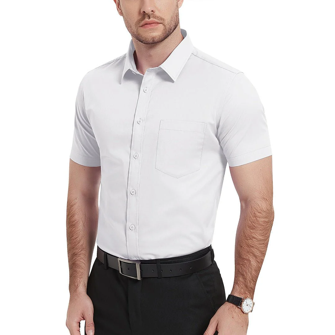 Men's Summer Casual Regular Fit Button Down Short Sleeve T-shirt