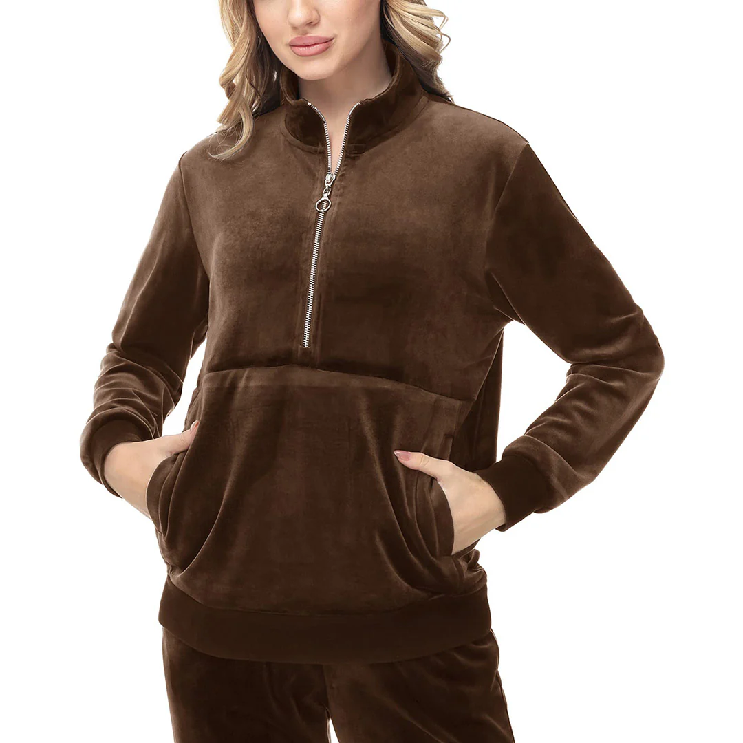 Women's Half Zip Velour Pullovers