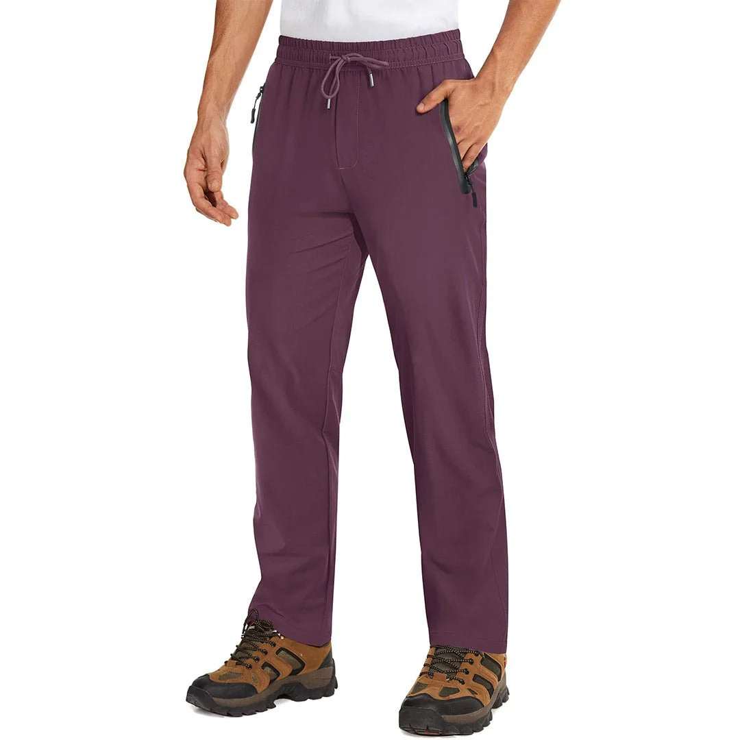 Men's Lightweight Hiking Pants Quick Dry Running Sweatpants With Zipper Pockets