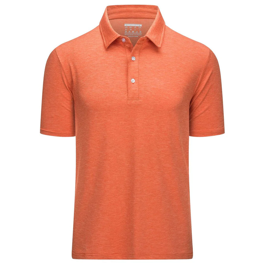 Men's Golf 3 Buttons Spread Collar Solid Quick Dry Polo Shirt
