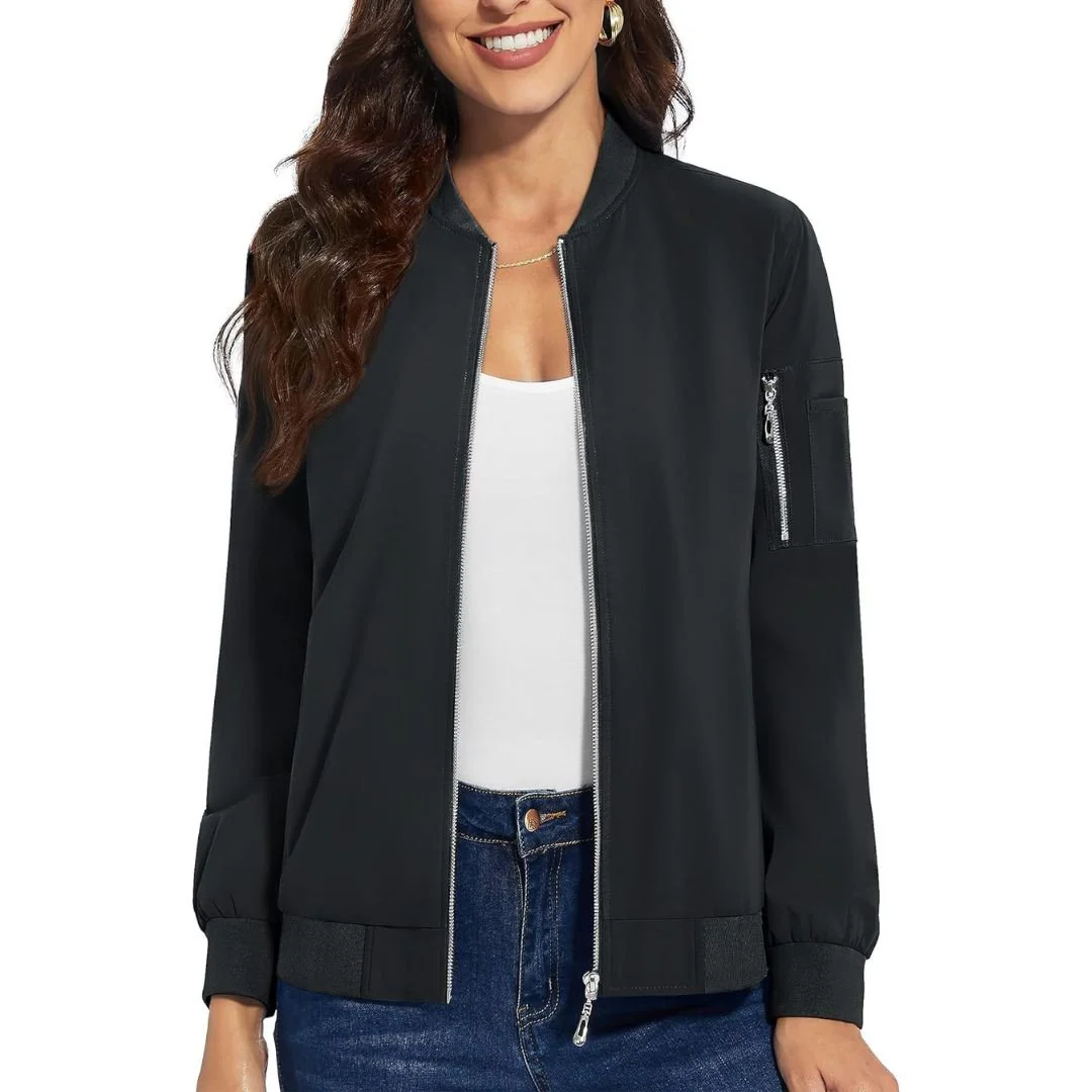 Women's Lightweight Casual Windbreaker Bomber Jackets