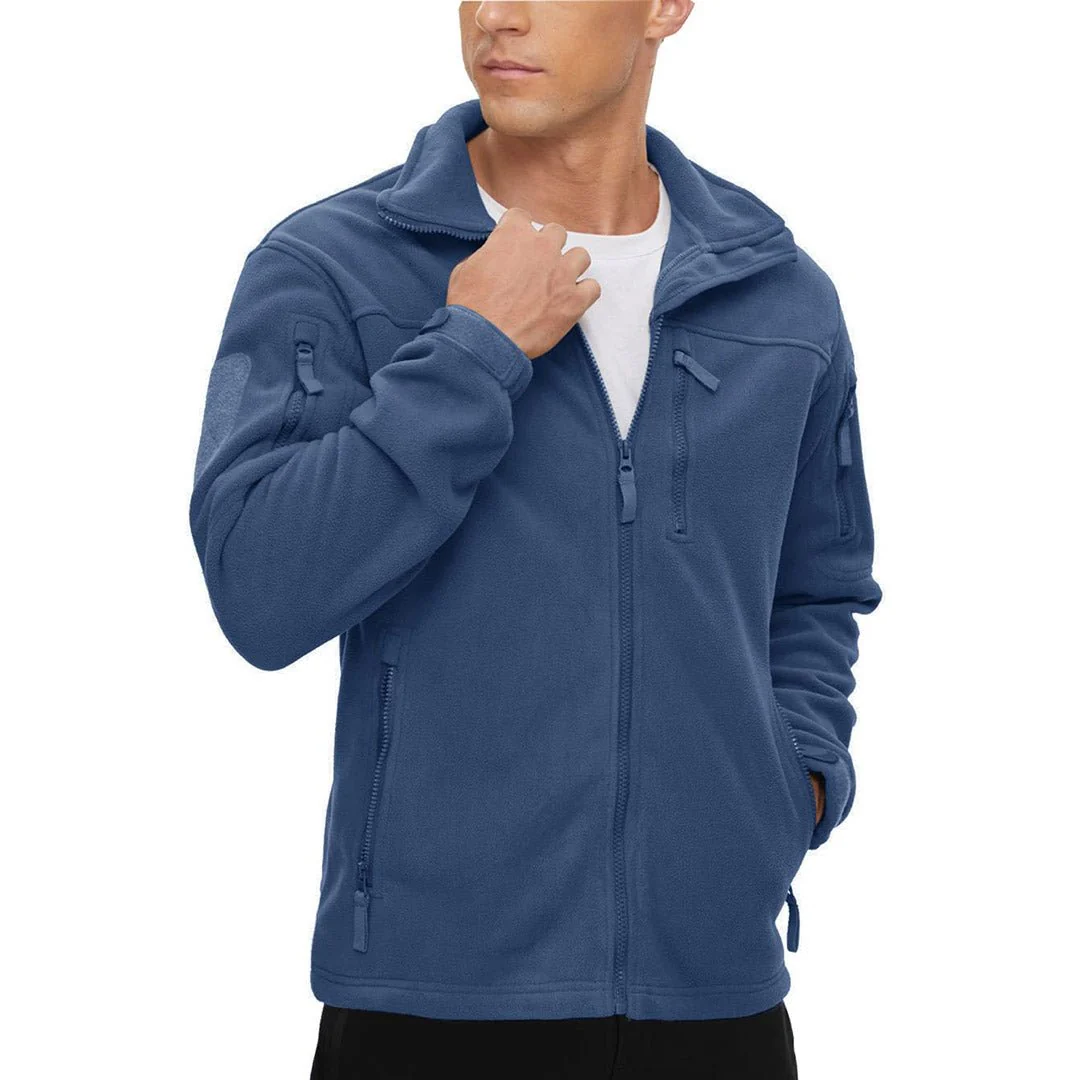 Men's Tactical Fleece Jackets Full Zip Coat with Multi Pockets