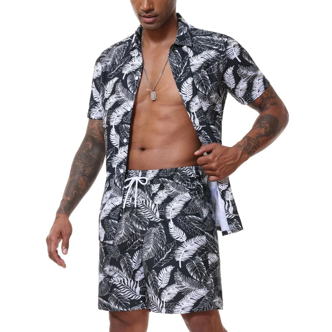 Men's Hawaiian Beach Set 2-Piece Set Summer Outfit Floral Set