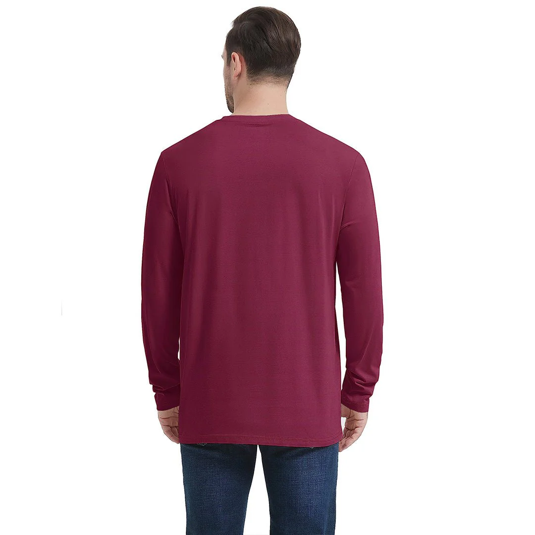 Men's Cotton Solid Color Classic Casual Long Sleeve T-shirt