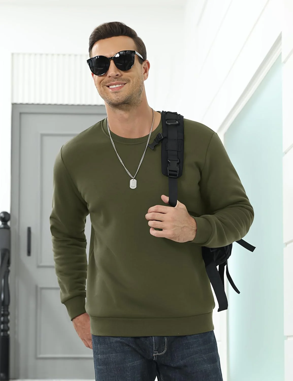 Men's Uncw Sweatshirts Vintage Crewneck Winter Active Warm Outdoor